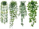 Sggvecsy Fake Hanging Plants 4 Pack Artificial Hanging Eucalyptus Plants Fake Po... - Image 2