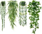 Sggvecsy Fake Hanging Plants 4 Pack Artificial Hanging Plants Fake Potted Greene... - Image 2