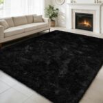 Shag Area Rug for Bedroom 5x8,Black Fluffy Area Rugs for Living Room,Soft Fuzzy ... - Image 2
