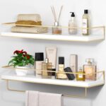 Shario Floating Shelves - Set of 2, Wall Mounted Hanging Shelves with Golden Tow... - Image 2