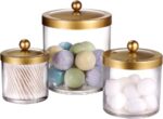 SheeChung 3-Pack Plastic Apothecary Jars with Gold Metal Lids - Large 50oz, 25oz... - Image 2