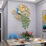 Shikiy 36.6" Large Peacock Wall Clock Crystal Decor, 3D Peacock Wall Clocks, Lar... - Image 2