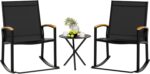 Shintenchi 3 Piece Outdoor Rocking Bistro Set, Textilene Fabric Small Patio Furn... - Image 2