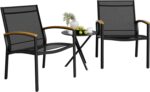 Shintenchi 3 Pieces Patio Bistro Sets, Outdoor Textilene Fabric Conversation Bis... - Image 2