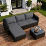 Shintenchi 4 Pieces Patio Furniture Sets, Outdoor Sofa Patio Sectional Sets All ... - Image 2