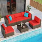Shintenchi 6 Pieces Patio Furniture Sets Outdoor All-Weather Sectional Patio Sof... - Image 2
