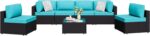 Shintenchi 7 Pieces Outdoor Patio Sectional Sofa Couch,PE Wicker Furniture Conve... - Image 2
