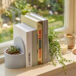 SiliFine Plant Pot Bookends with Hidden Water Tray 3D Printed Planter Bookend fo... - Image 2