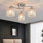 Silver Crystal Chandelier, 3 Lights Ceiling Light, Modern Lighting Fixture for L... - Image 2