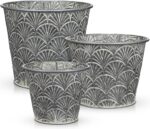Silver Metal Rustic Flower Pots - 3 PCS Galvanized Planters Rustproof Durable Me... - Image 2