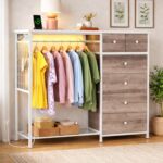 Simple Deluxe Storage Clothes Rack with 6 Drawers, Charging Station & LED Lights... - Image 2