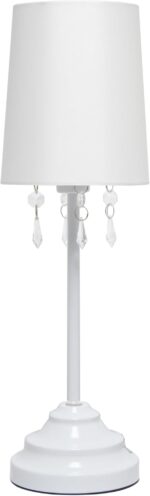 Simple Designs 17.25" Chic and Stylish Crystal Adorned Table Lamp - White - Image 2