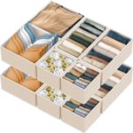 Simple Houseware Foldable Drawer Organizer Set of 12, Beige – Fabric Storage Bin... - Image 2