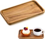 Small Acacia Wood Serving Trays, 4 x 7.5 inch Rectangle Wooden Trays Mini Charcu... - Image 2