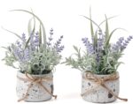 Small Fake Plants, 2 Pack Mini Artificial Plants Fake Lavender Plant in Pot, Lav... - Image 2