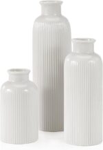 Small White Ceramic Vase Set of 3, Boho Modern White Flower Vase Room Decor, Far... - Image 2