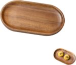 Small Wooden Tray, Oval Wood Serving Trays, Acacia Wood Platter for Coffee Table... - Image 2