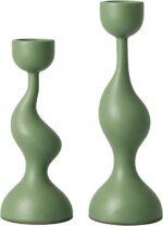 Smtyle Taper Candle Holders Set of 2 Sculptural Cast Aluminum Candlestick Holder... - Image 2