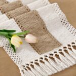 Socomi Boho Table Runner Easter Spring Farmhouse Rustic Dining Kitchen Centerpie... - Image 2