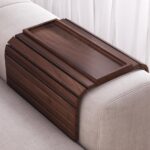Sofa Arm Tray,Walnut Wood Folding Couch Arm Trays,Sofa Armrest Tray with Anti-Sl... - Image 2