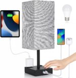 Soilsiu Bedside Table Lamp for Bedroom - Touch Small Lamp with USB C+A Charging ... - Image 2