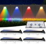 Solar Fence Lights Outdoor, Waterproof LED,RGB Color Mode 6 Solid Monochrome, So... - Image 2