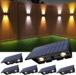 Solar Fence Lights,6Pack Solar Lights Outdoor Warm White & Natural Light & Cool ... - Image 2