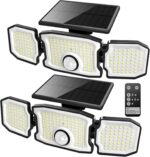 Solar Flood Lights Outdoor- 2800LM 200LED Solar Motion Sensor Lights, 3 Heads & ... - Image 2