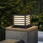 Solar Post Light, 9.84" Pillar Light Outdoor Waterproof Modern Column Lamp Outsi... - Image 2