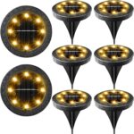 Solar Powered 8 Pack Outdoor LED Disk Lights - IP68 Waterproof, Non-Slip, Wear-R... - Image 2