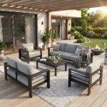 Solaste Aluminum Outdoor Patio Furniture Set, 7 Seats Patio Sectional Sofa with ... - Image 2