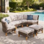 Sophia & William Half Moon Patio Furniture Set 7 Piece Outdoor Sectional Sofa Se... - Image 2