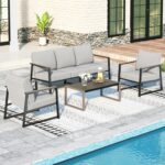 Sophia & William Modern Patio Furniture Set Outdoor Conversation Set 6pcs Heavy ... - Image 2