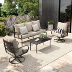 Sophia & William Patio Conversation Set for 5, 3-Seater Sofa, 2 Swivel Chairs an... - Image 2