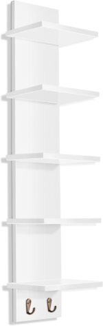 Sorbus 5 Tier Wall Shelf Unit with Hooks, Vertical Column Utility Shelving for H... - Image 2