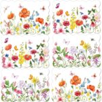 Spring Plastic Placemats Set of 6 Plastic Place Mats Watercolor Flowers Holiday ... - Image 2