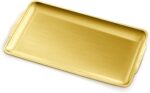 Stainless Steel Serving Tray, 15.7 x 9.4In Rectangle Gold Serving Platter with H... - Image 2