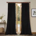 StangH Black Velvet Curtains 96 inches Long Blackout Curtains Thermal Insulated ... - Image 2
