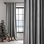 StangH Grey Velvet Curtains 84 inches Long, Two-Layer Light Blocking Thermal Ins... - Image 2