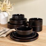 Star 12-Piece Plates and Bowls Set, Porcelain Dinnerware Sets for 4 Service, Mod... - Image 2