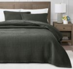 Sterling Creek 100% Tencel Lyocell Quilt Set Queen Size - Slate Gray Diamond Sti... - Image 2