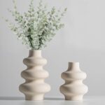 Steviieden Ceramic Vases Set 2, Modern Home Decor,Off White Round Vases,Modern D... - Image 2