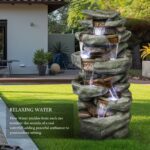 SunJet 40.5” High Rocks Outdoor Water Fountain - 6-Tiers Cascading Waterfall wit... - Image 2