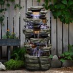 SunJet 47.2" High 6-Tiers Cascading Rock Outdoor Water Fountain with LED Lights ... - Image 2