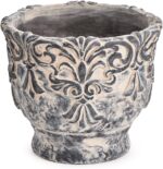 Sungmor 7.3 Inch Cement Plant Pot for Plants, Succulent Planter with Embossed De... - Image 2