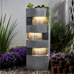 Sunlinua 40.5" H Modern Outdoor Water Fountain with LED Lights – Tall Garden Wat... - Image 2