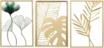 SwallowLiving Gold Wall Decor, 3 Pieces Metal Wall Art for Living Rooom, Luxurio... - Image 2