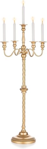 Sziqiqi Gold Floor Candelabra Candle Holder for Centerpiece - Tall 5 Arm Candles... - Image 2