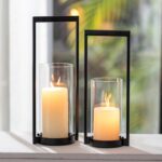 Sziqiqi Hurricane Candle Holder for Pillar: Black Modern Candle Holders for Tabl... - Image 2