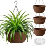 T4U Hanging Planters for Outdoor Plants, 12 Inch 4 Pack Fabric Hanging Baskets w... - Image 2